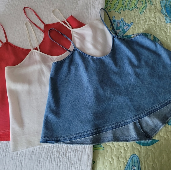 Free People crop tops. 3 - red, ecru, denim - Picture 3 of 10